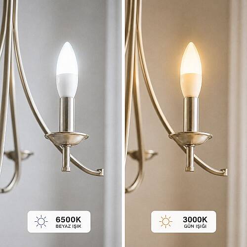 K2 E14 8W Buji Ampul 3000K 10'lu Paket Aydınlatma KES209 - 3