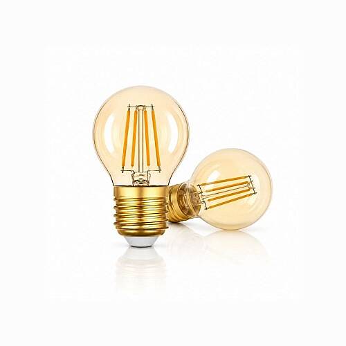 K2 E27 4W G45 Flamanlı Rustik Ampul Amber 5'li KES602