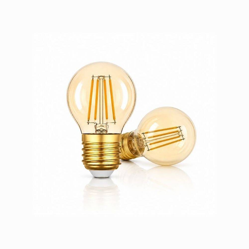 K2 E27 4W G45 Flamanlı Rustik Ampul Amber 5'li KES602 - 1